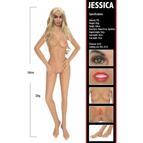 Bambola realistica in silicone sexy doll adult non gonfiabile con vagina ano babe Jessica