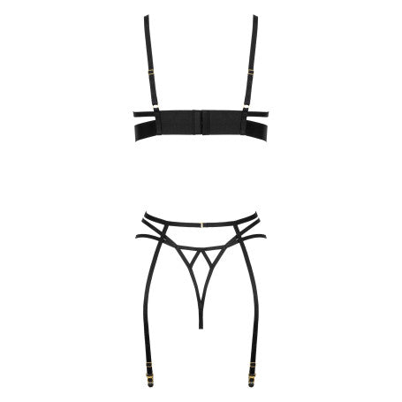 Intimo erotico in pizzo nero set 3 pezzi Kotek